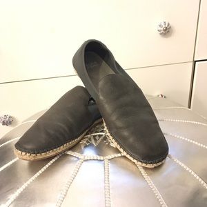 EILEEN FISHER grey leather espadrilles